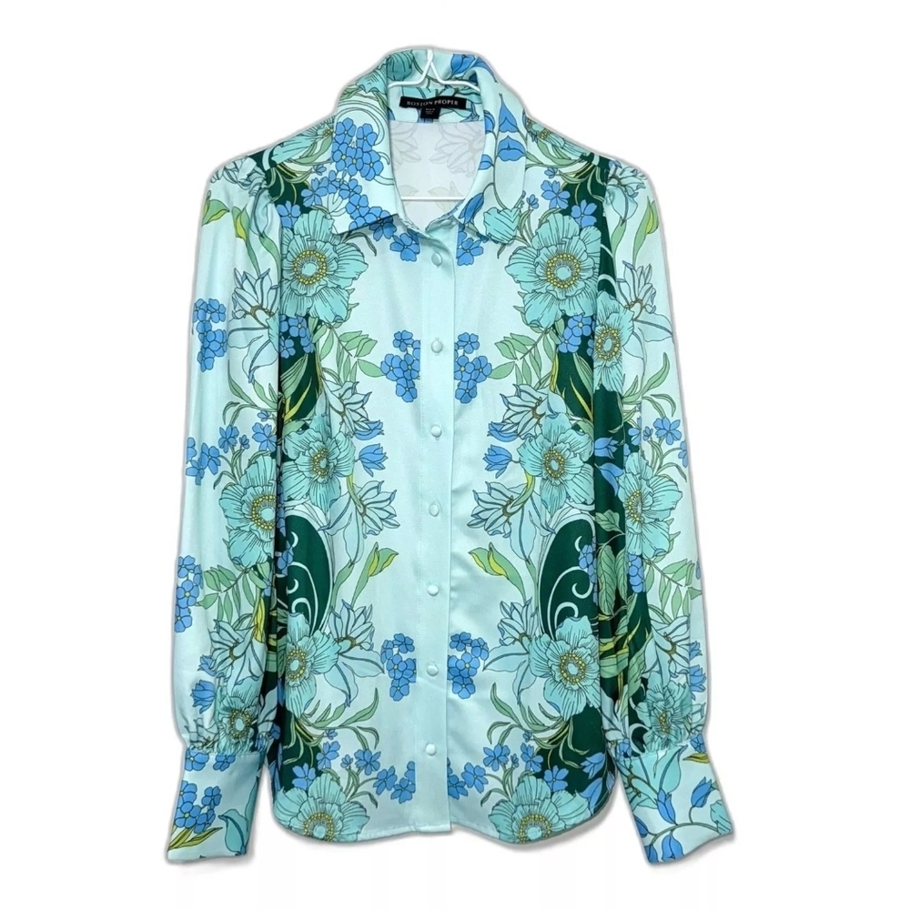 Floral Print Victoria Chic Drama-Sleeve Shirt